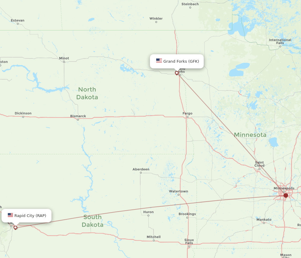 GFK-RAP flight routes