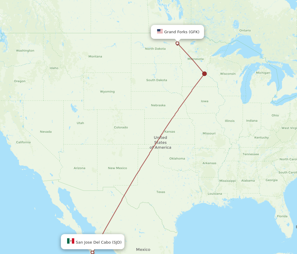 GFK-SJD flight routes