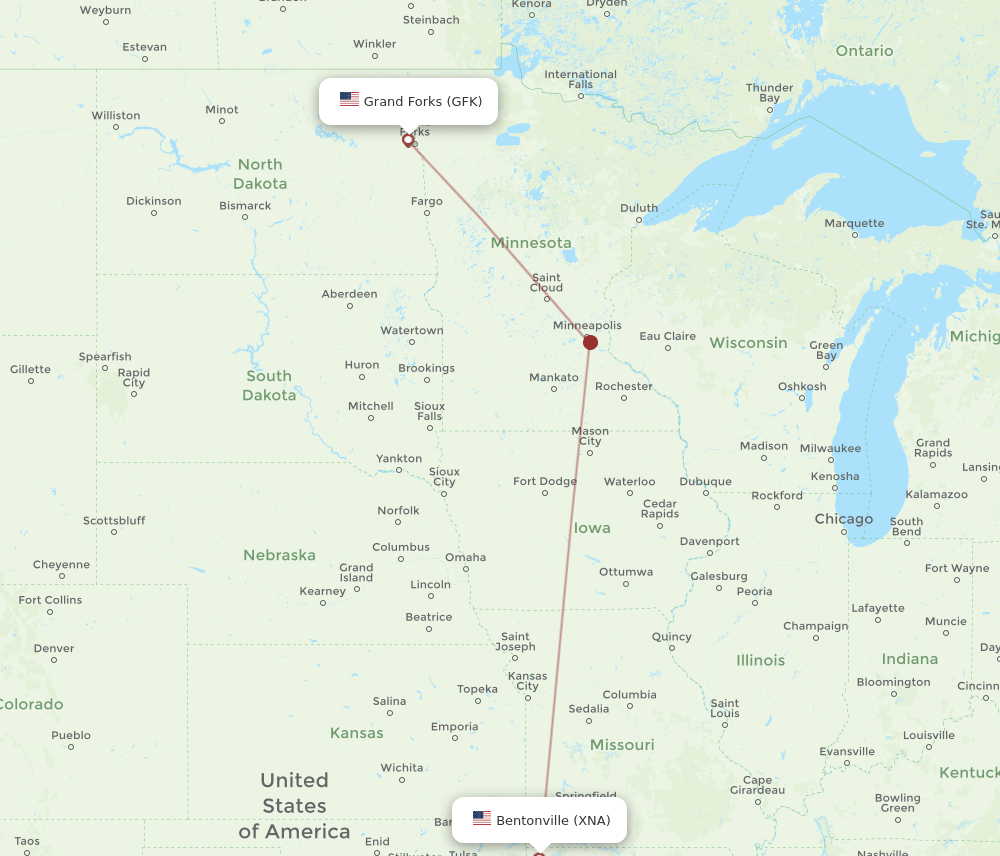 GFK-XNA flight routes