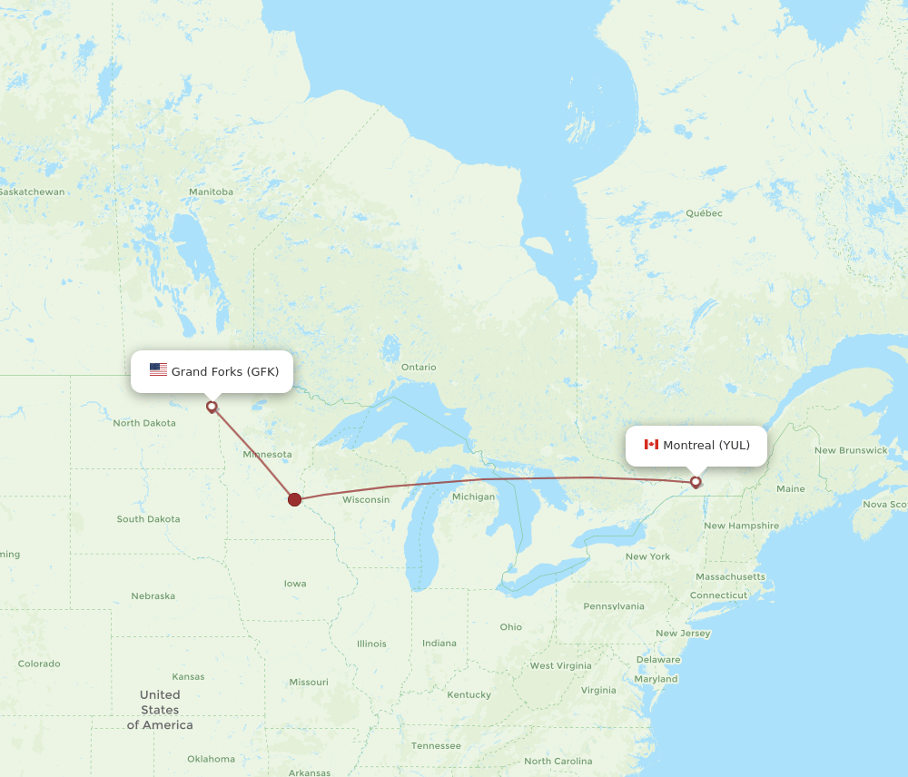 GFK-YUL flight routes
