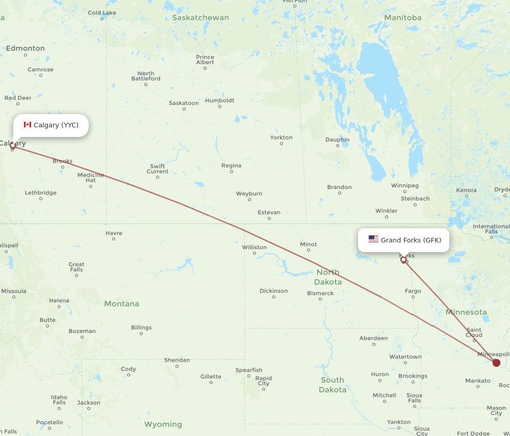 GFK-YYC flight routes