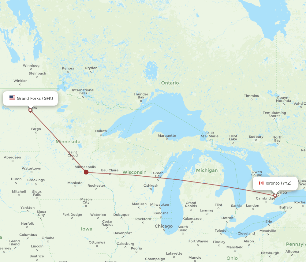 GFK-YYZ flight routes