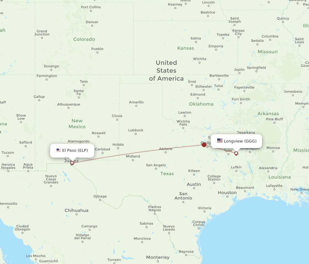 GGG-ELP flight routes