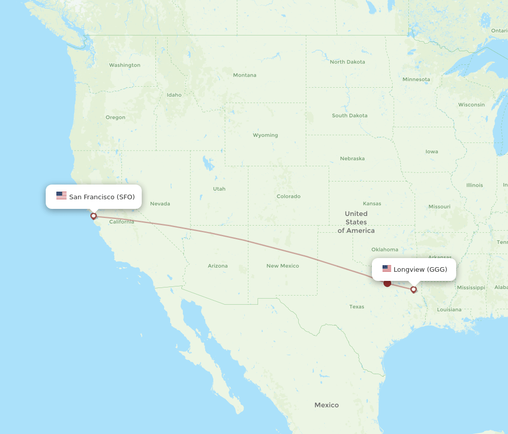 GGG-SFO flight routes