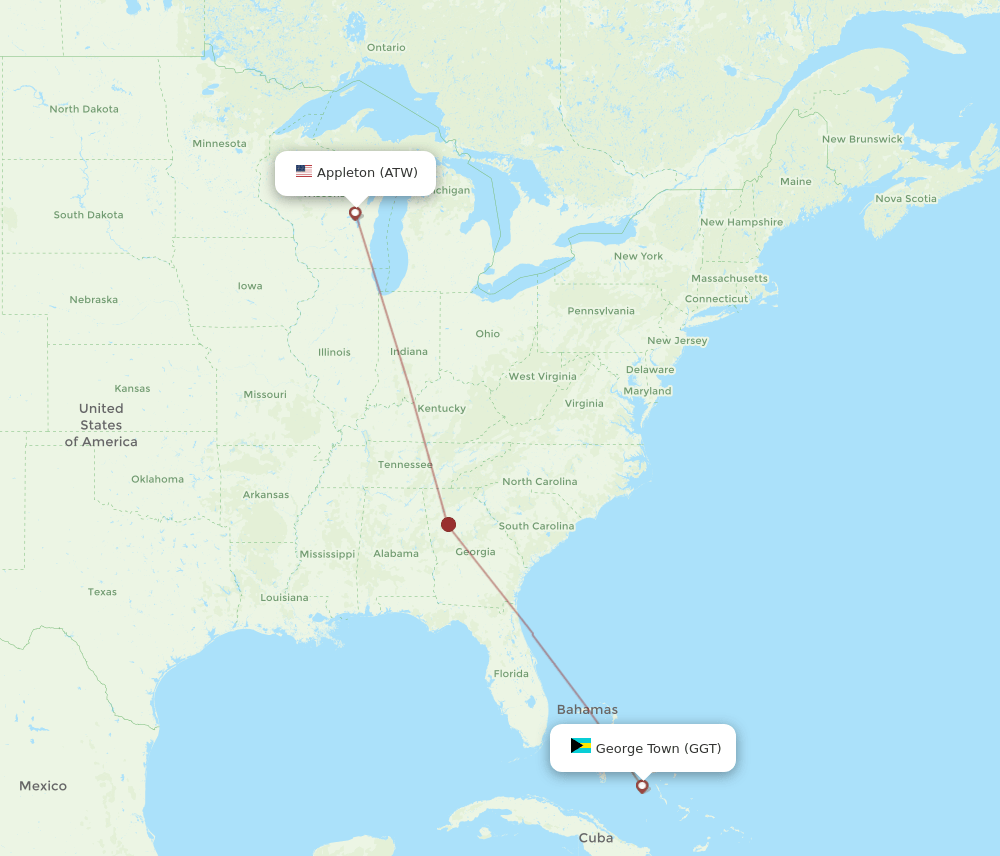 GGT-ATW flight routes