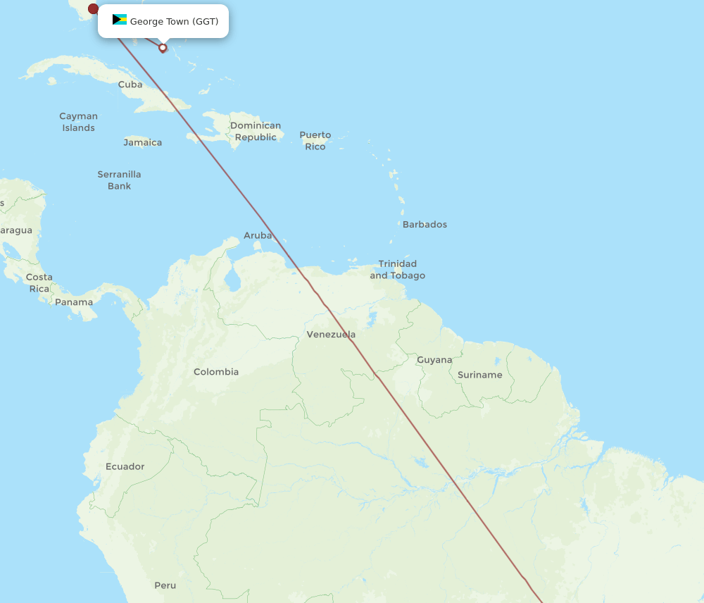 Brasilia - George Town route map and flight paths