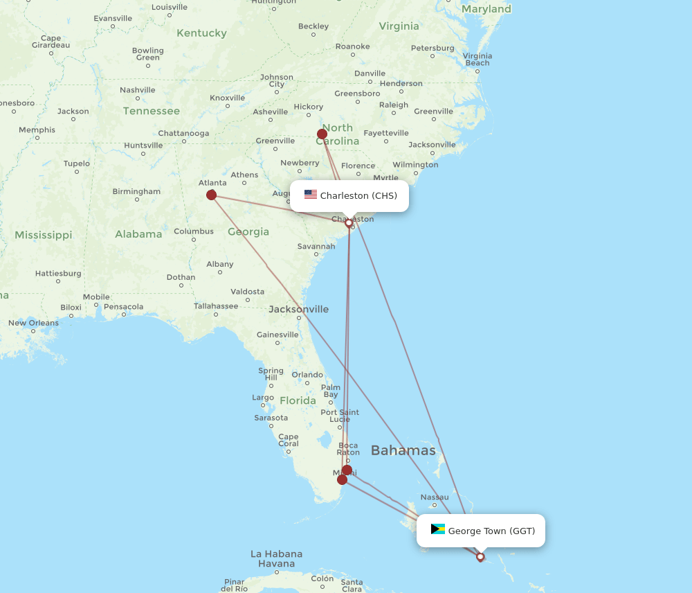 GGT-CHS flight routes