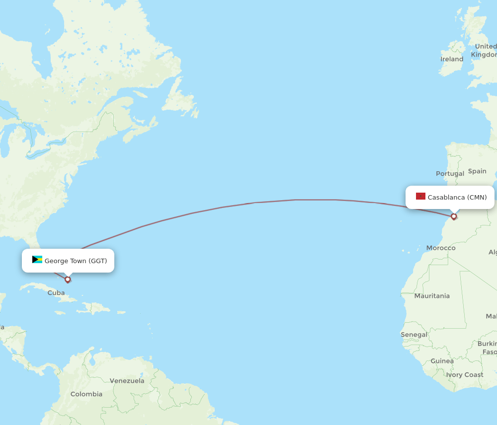 GGT-CMN flight routes