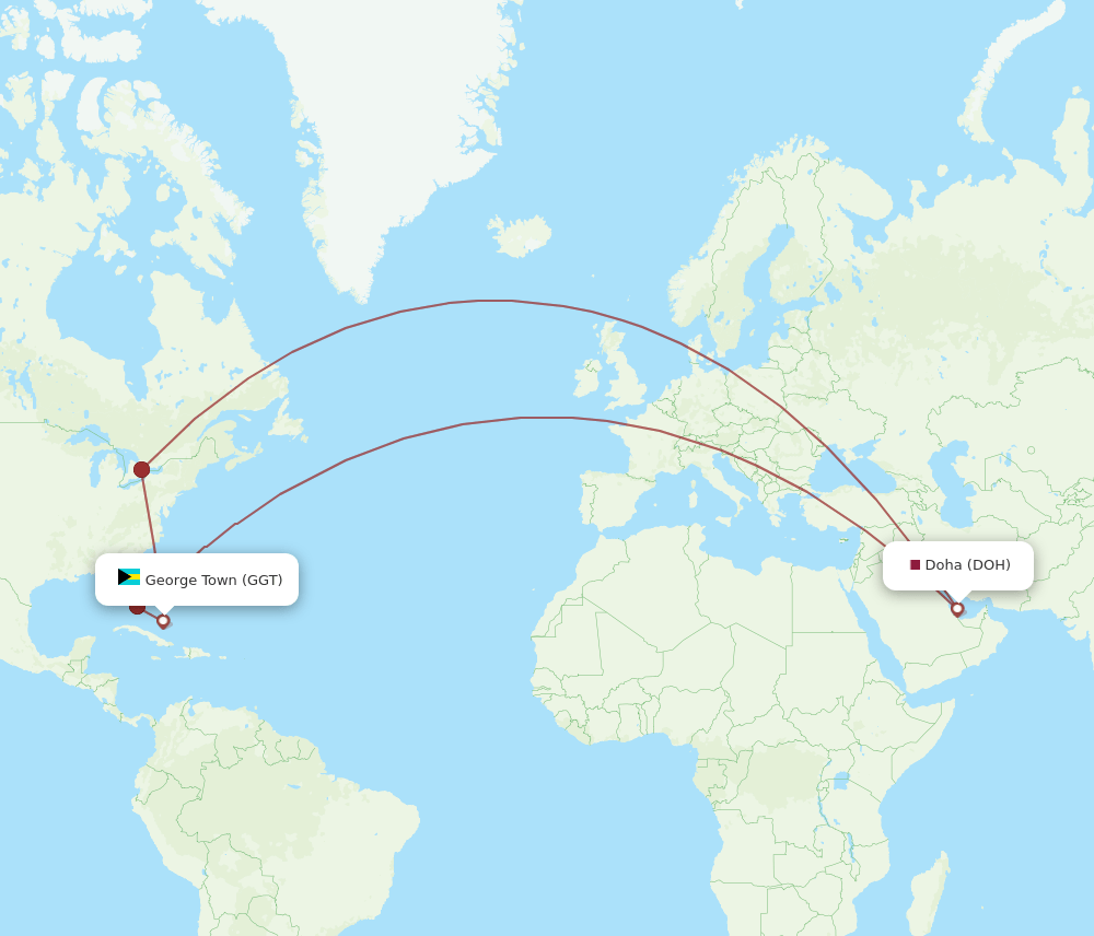 GGT-DOH flight routes