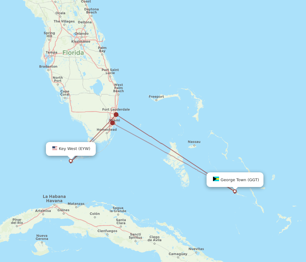 GGT-EYW flight routes