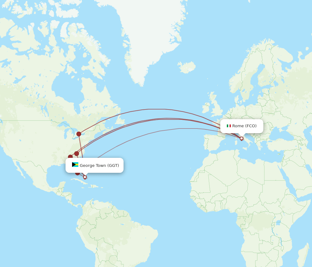 GGT-FCO flight routes
