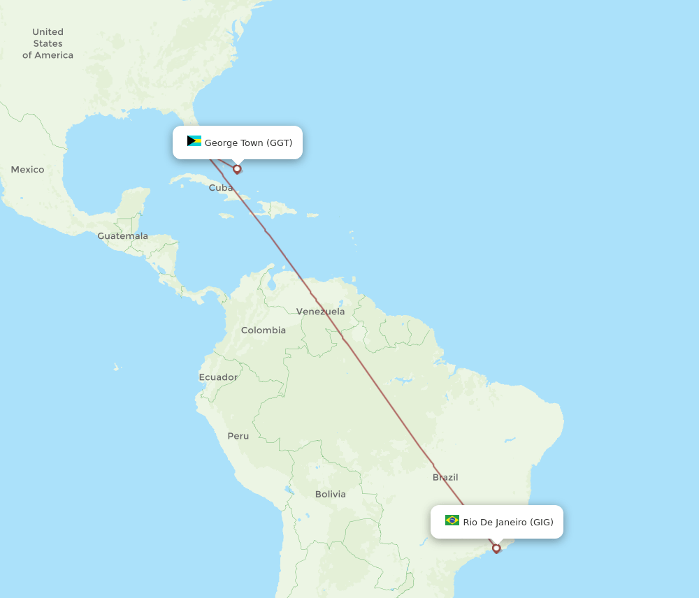 GGT-GIG flight routes