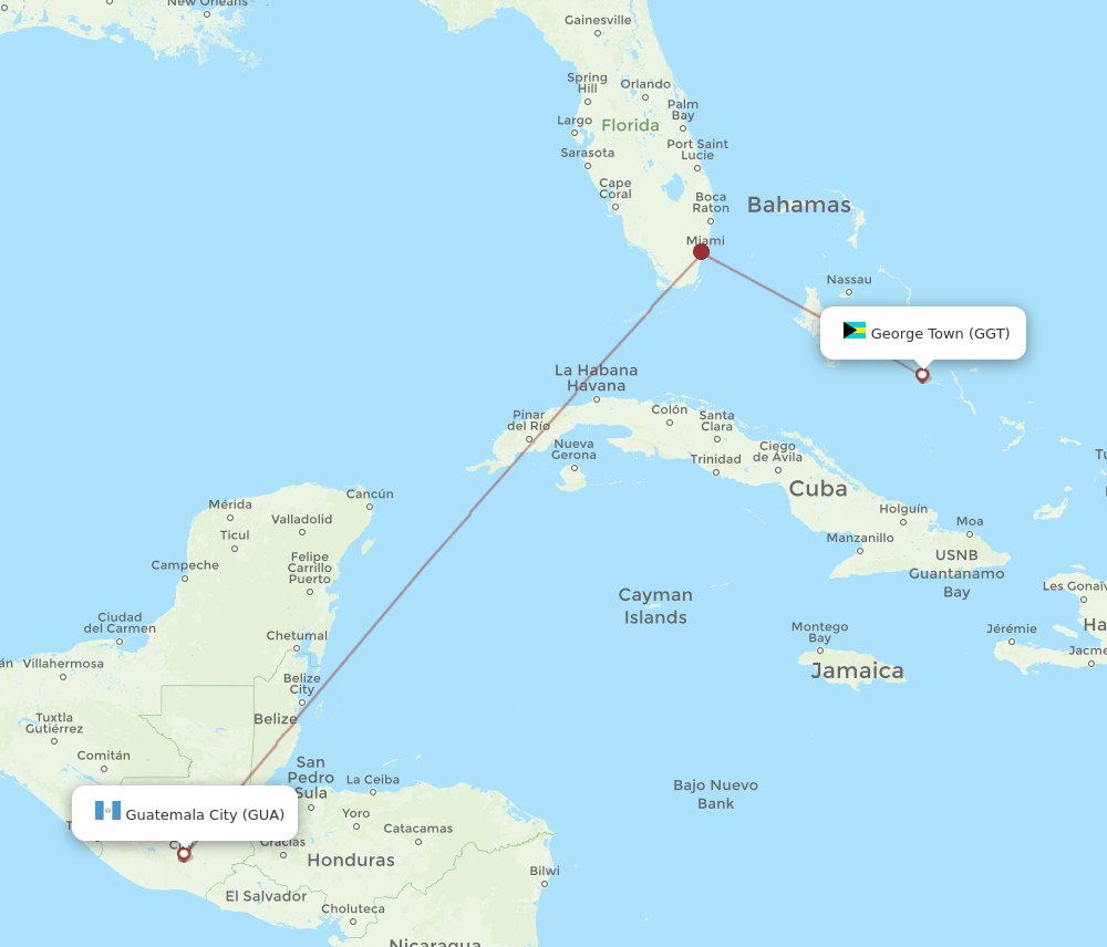 GGT-GUA flight routes