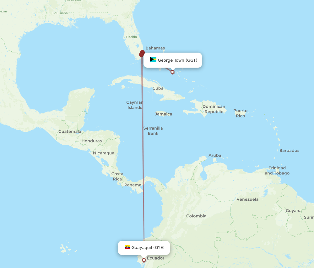 GGT to GYE flights and routes map