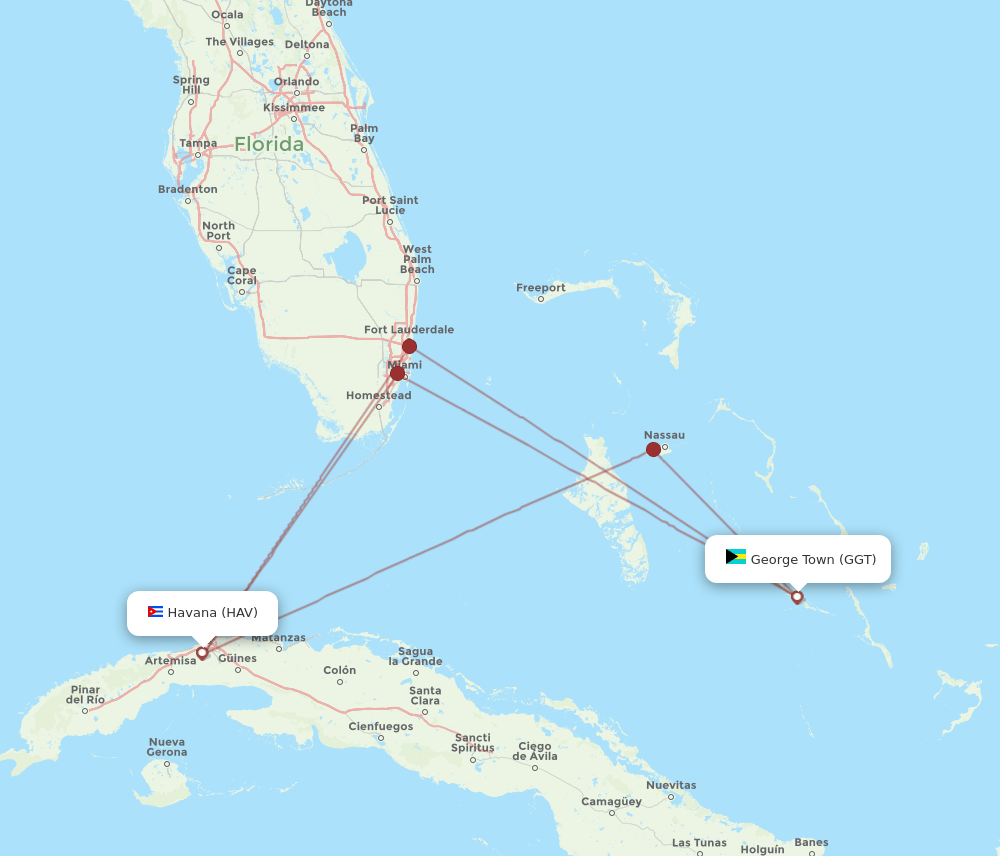 GGT-HAV flight routes