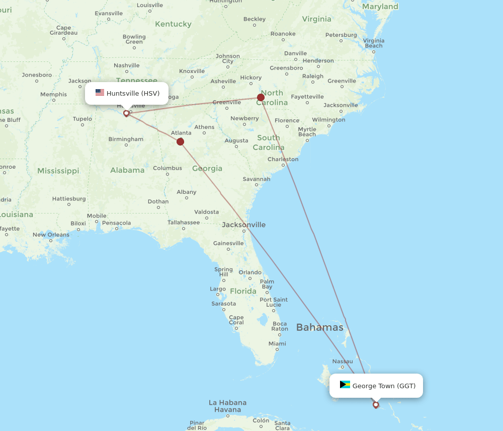 GGT-HSV flight routes