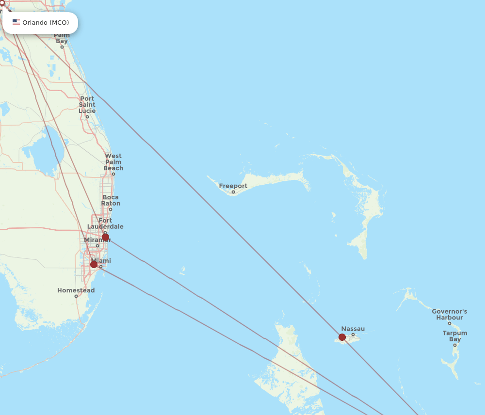 GGT to MCO flights and routes map