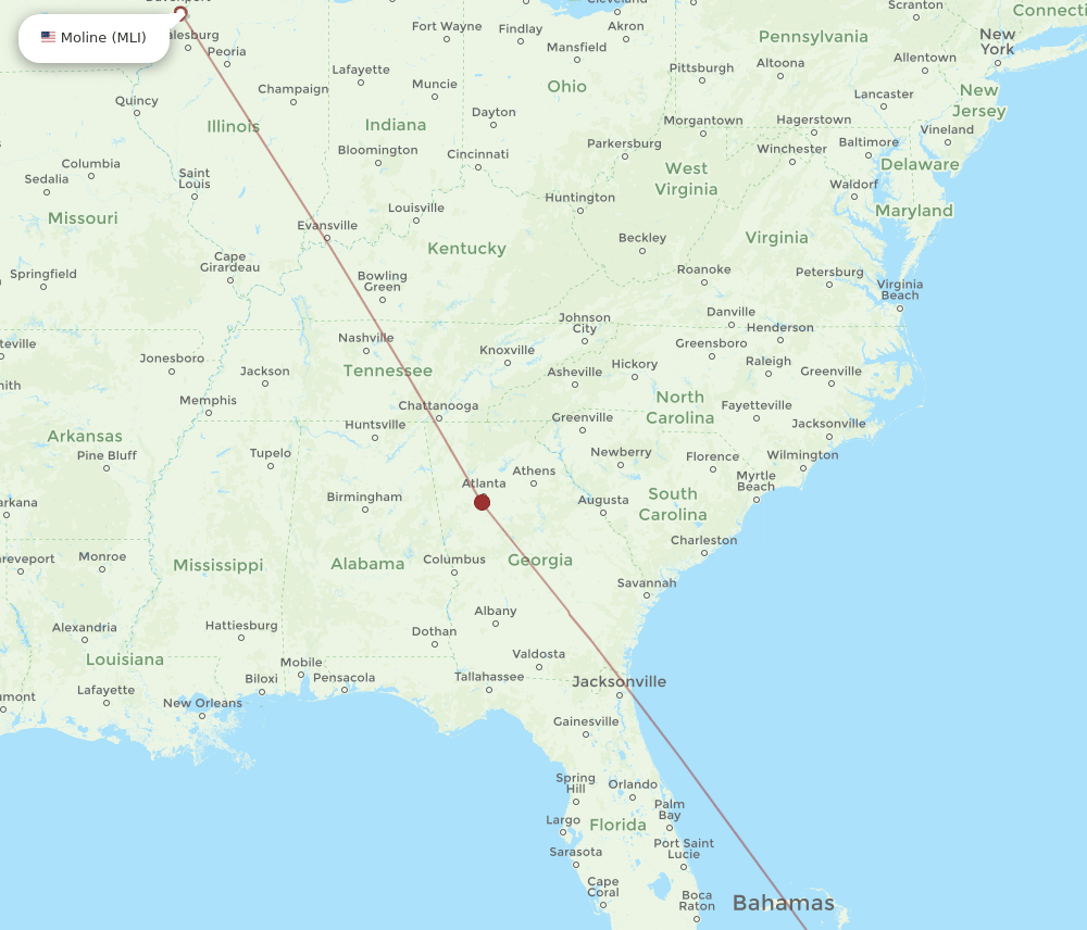 GGT-MLI flight routes