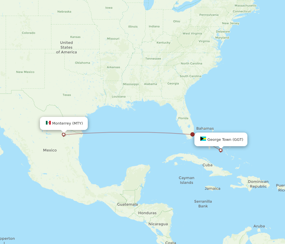 GGT-MTY flight routes