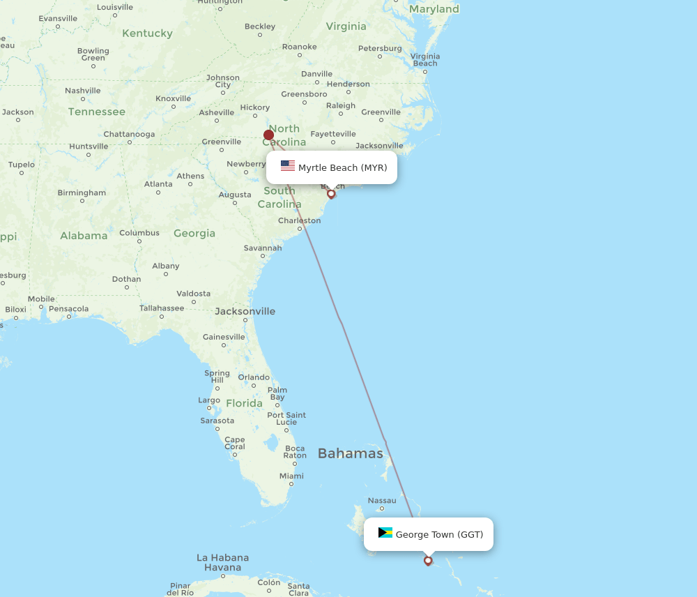 GGT-MYR flight routes