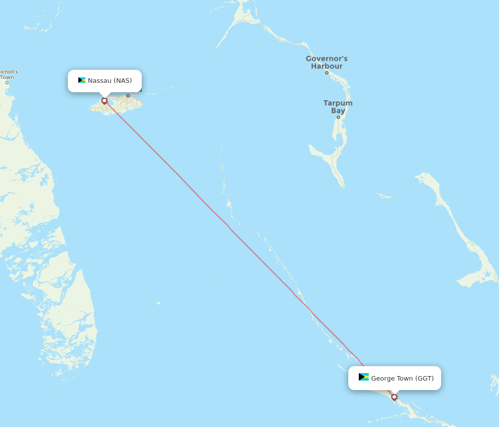 GGT to NAS flights and routes map