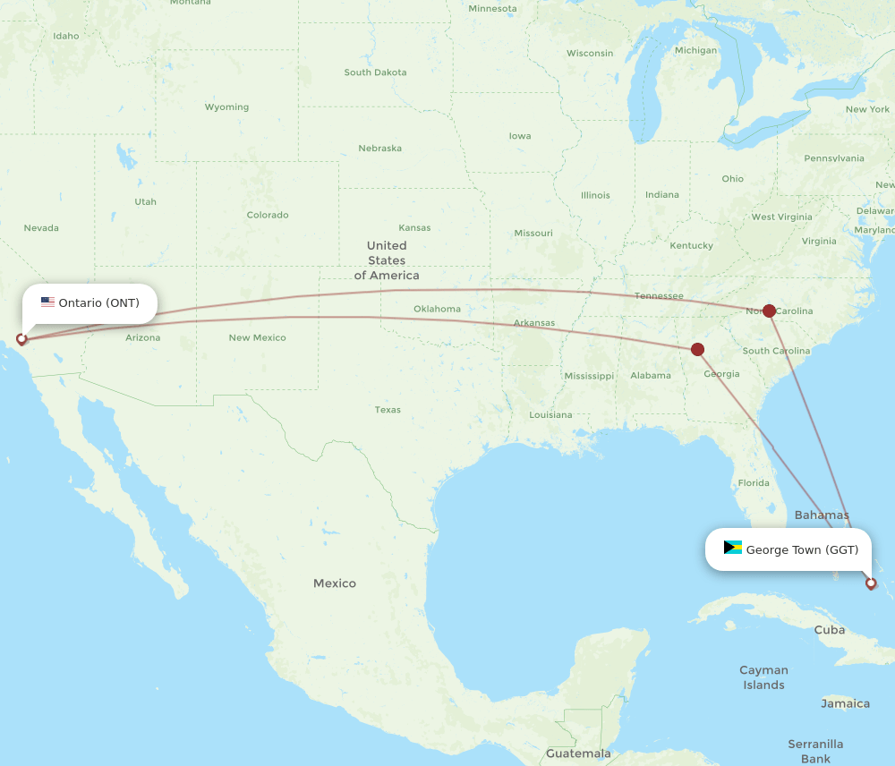 GGT to ONT flights and routes map