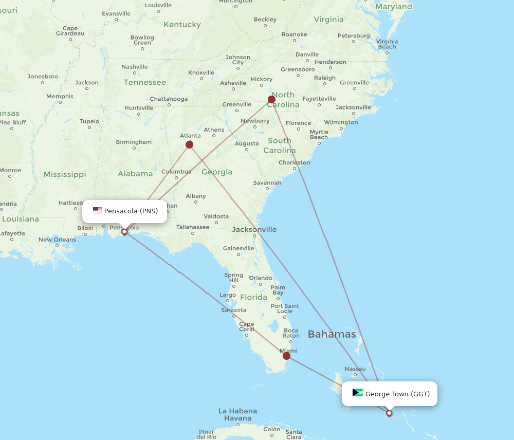 GGT-PNS flight routes