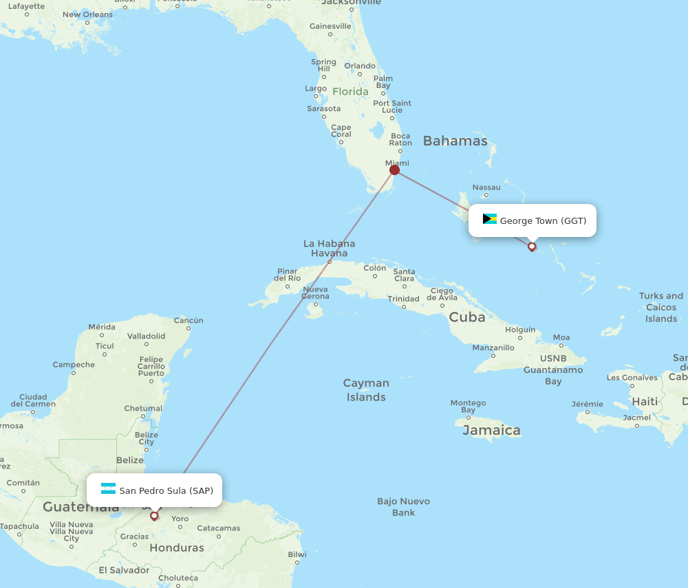GGT-SAP flight routes