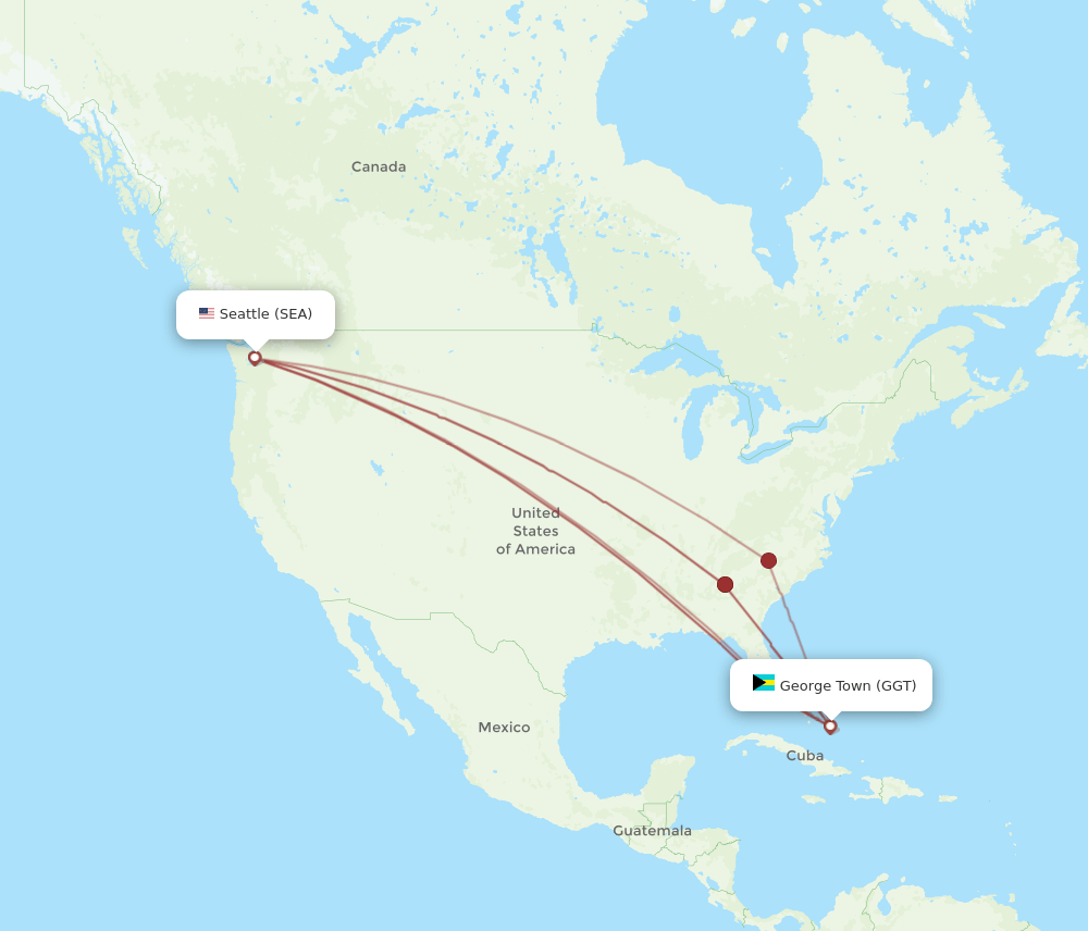 GGT-SEA flight routes