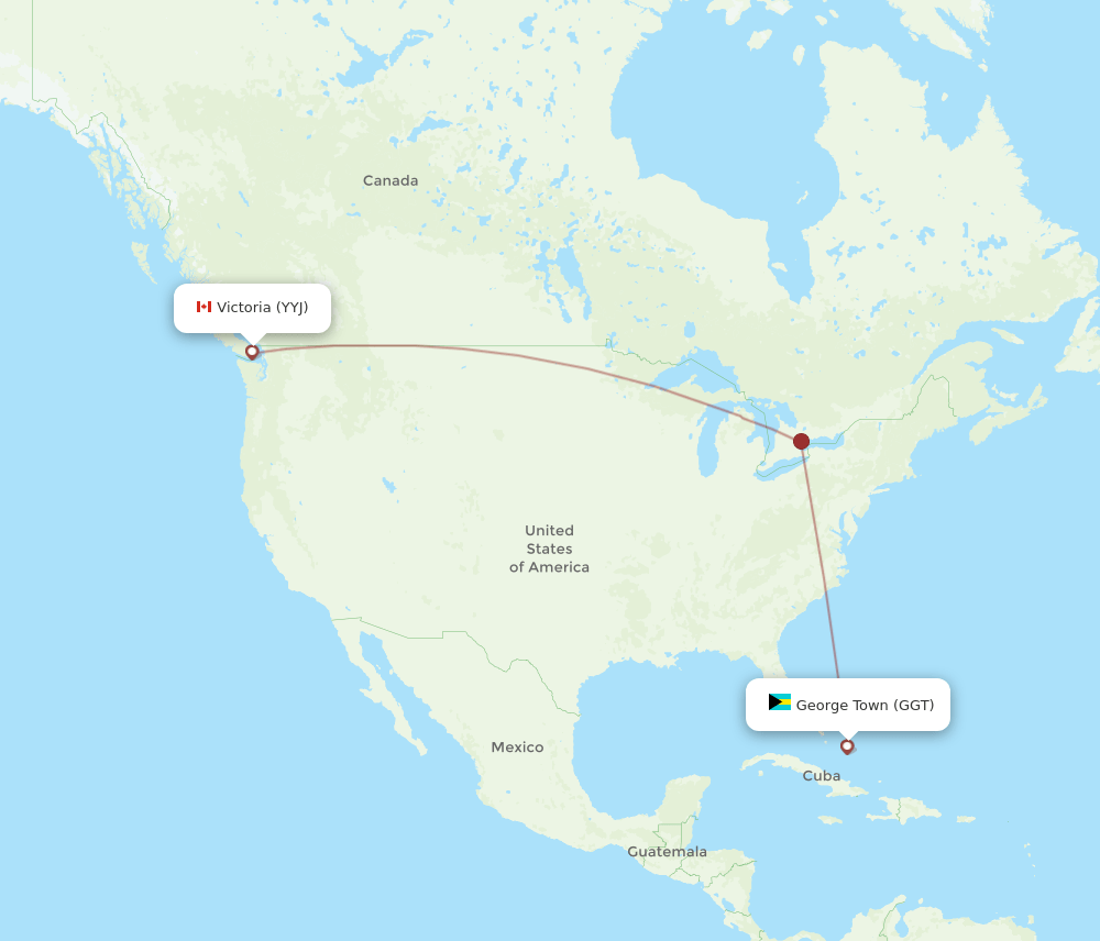 Victoria - George Town route map and flight paths