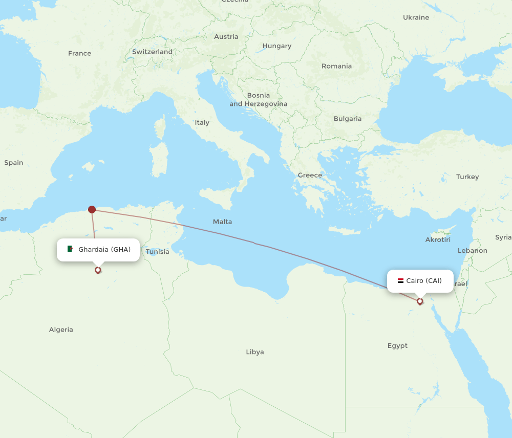 GHA to CAI flights and routes map