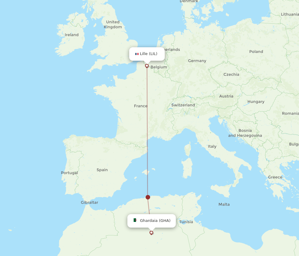 GHA to LIL flights and routes map
