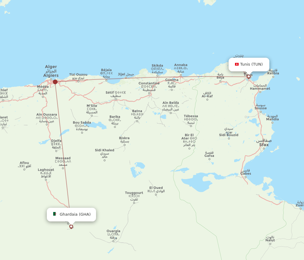 GHA-TUN flight routes