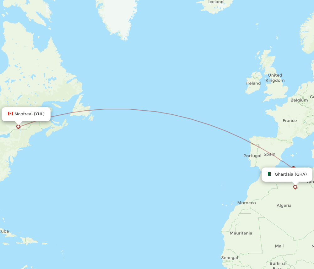 GHA-YUL flight routes