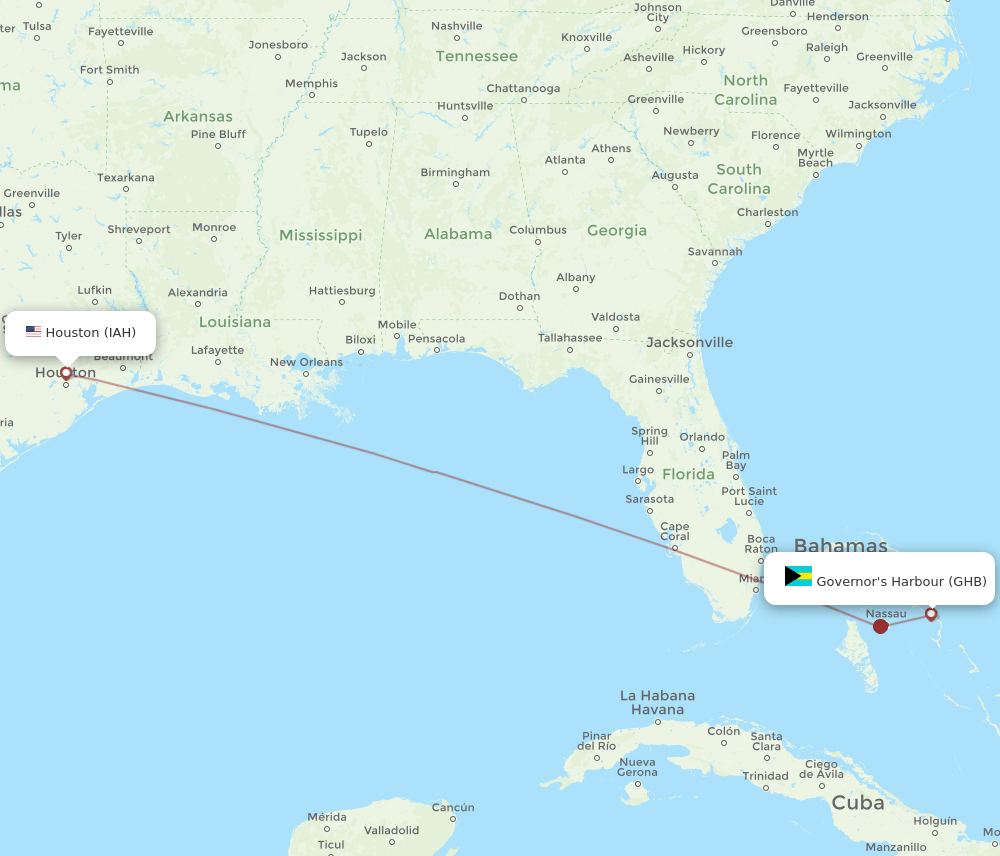 GHB-IAH flight routes