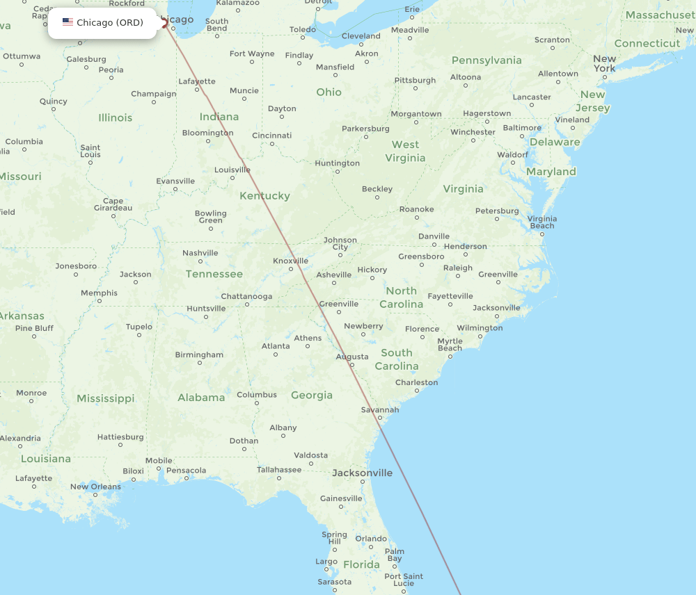 GHB-ORD flight routes