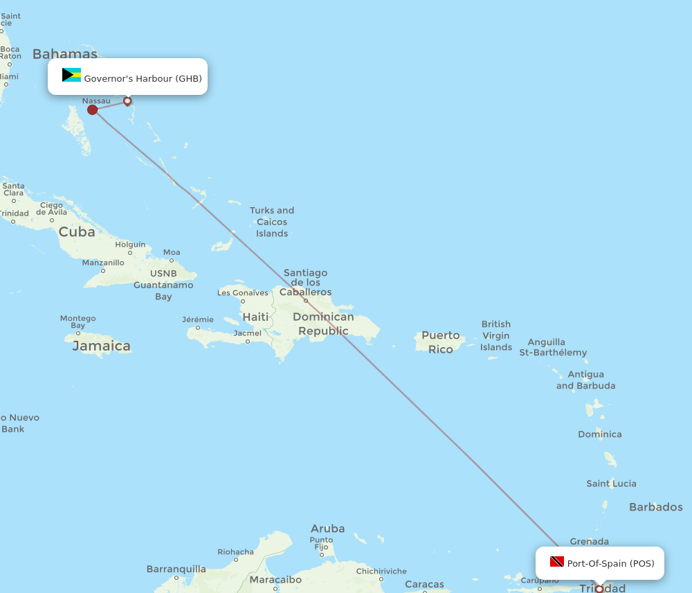 GHB-POS flight routes