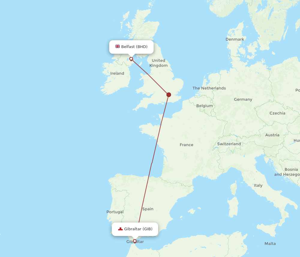 GIB-BHD flight routes