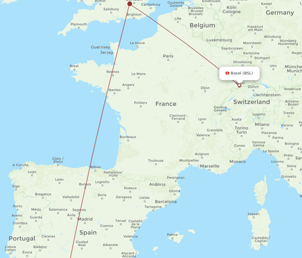 GIB-BSL flight routes