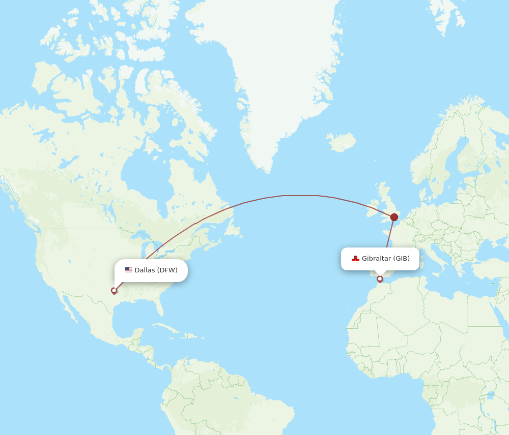 GIB-DFW flight routes