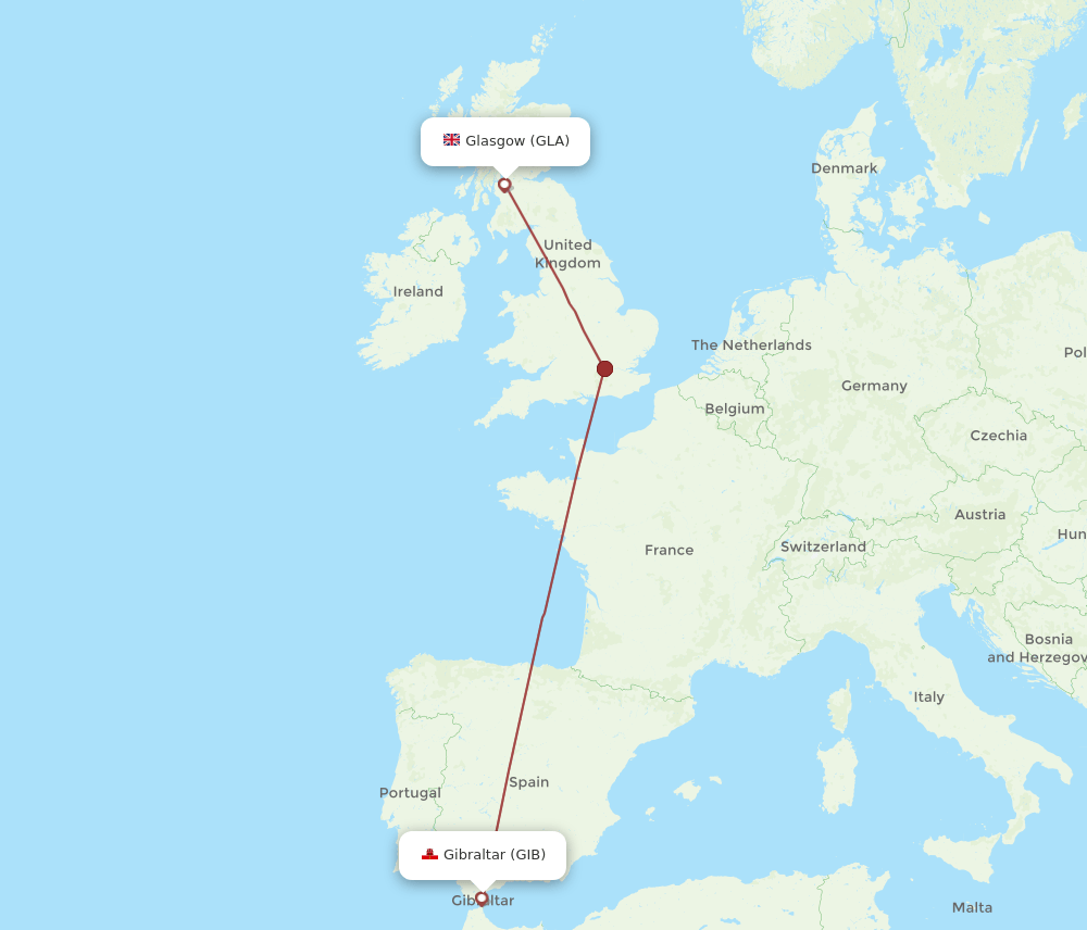 GIB-GLA flight routes