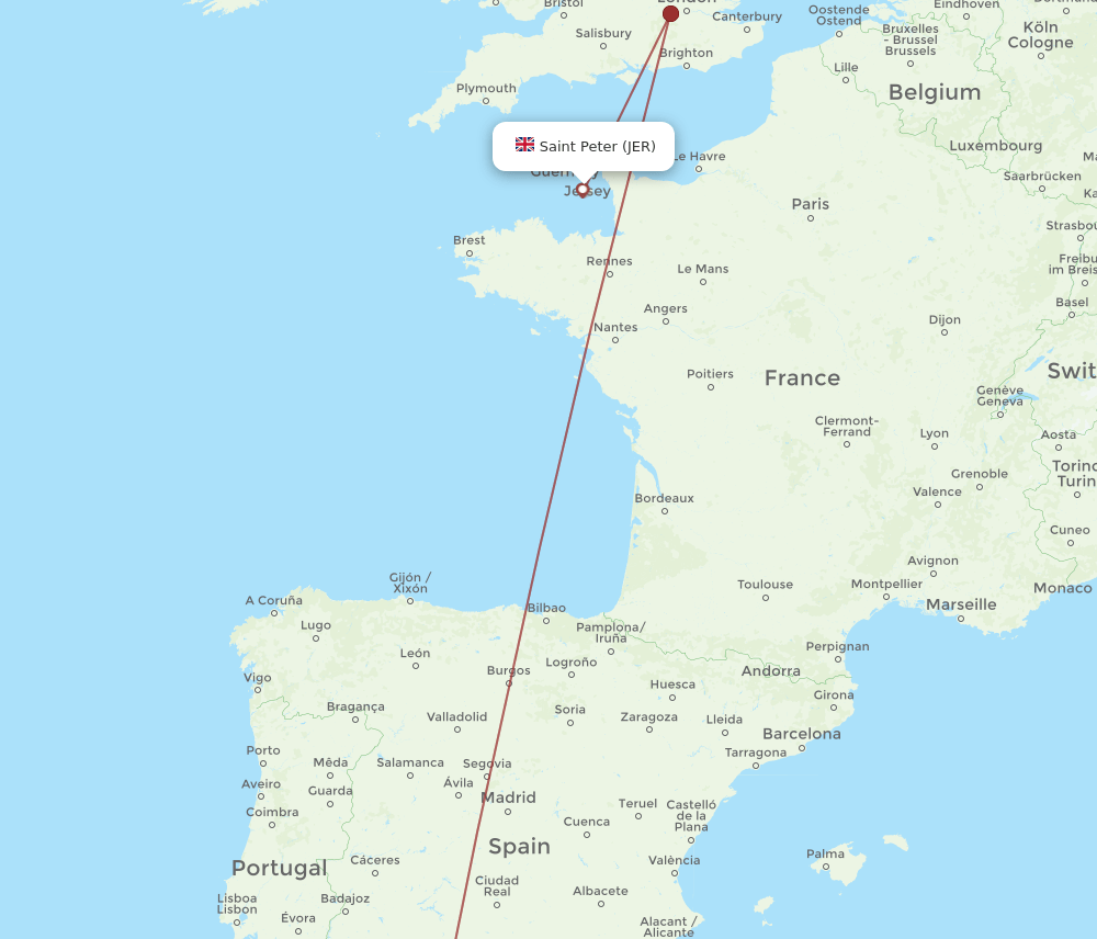 GIB-JER flight routes