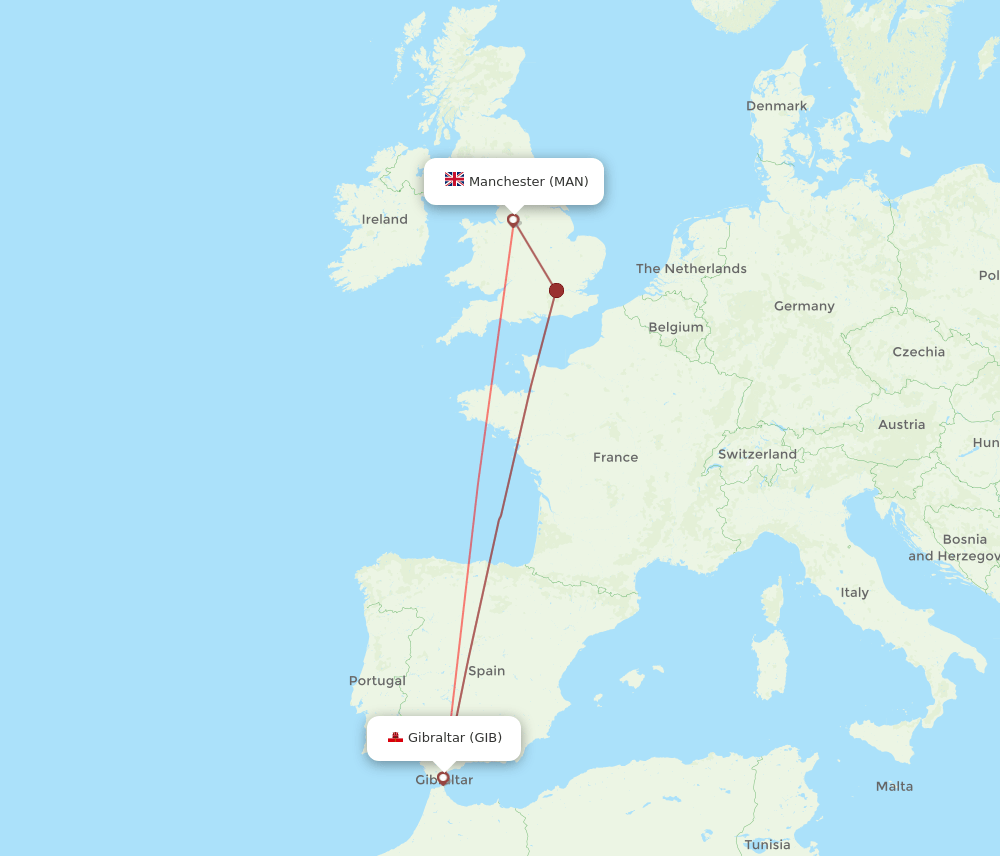 GIB-MAN flight routes