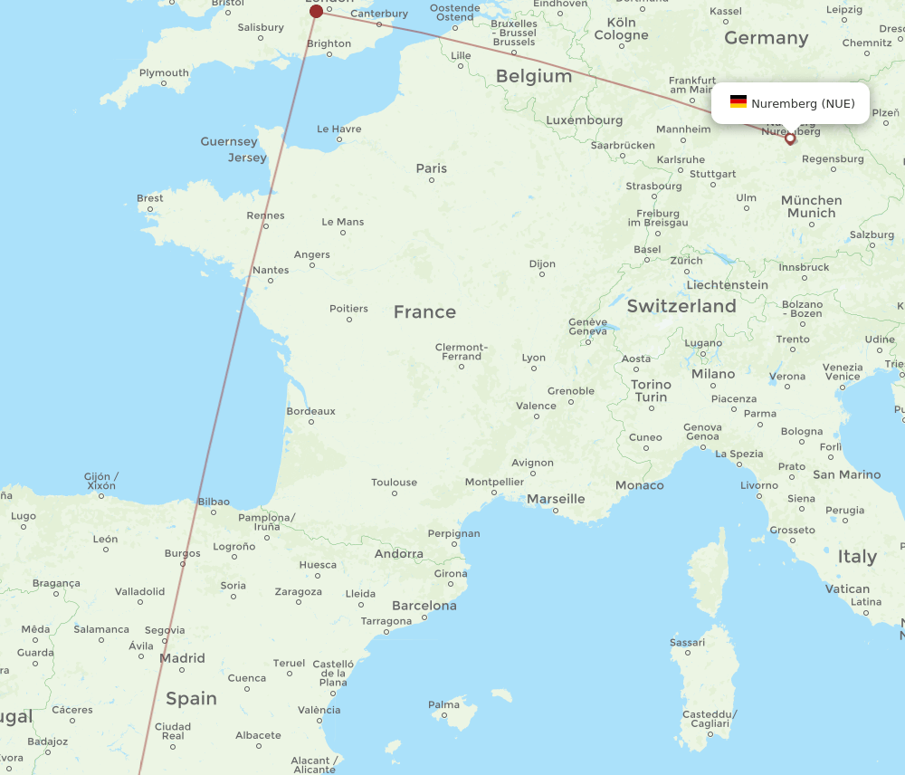 GIB-NUE flight routes