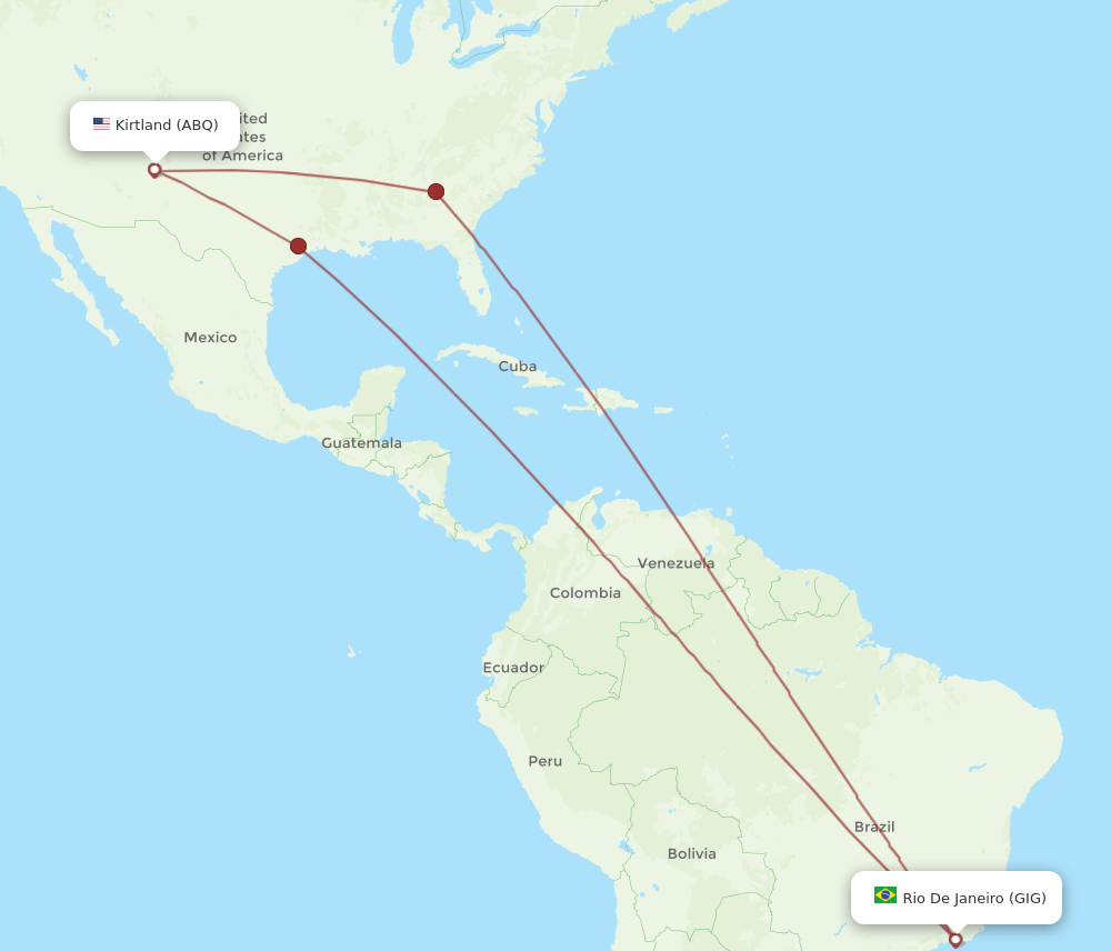 GIG to ABQ flights and routes map
