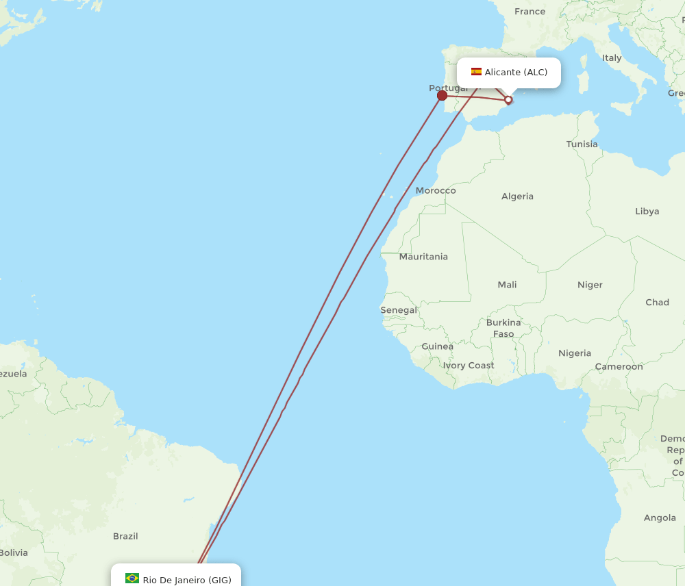 GIG-ALC flight routes