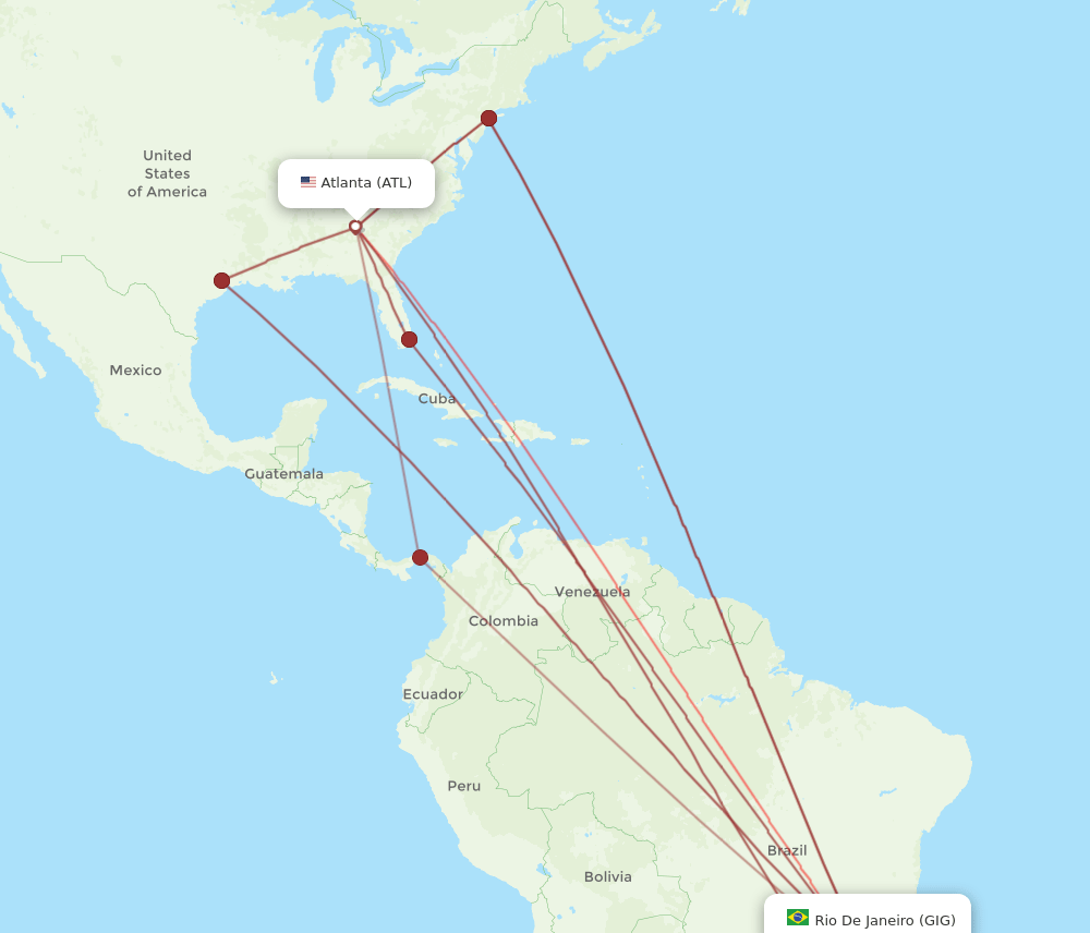 GIG-ATL flight routes