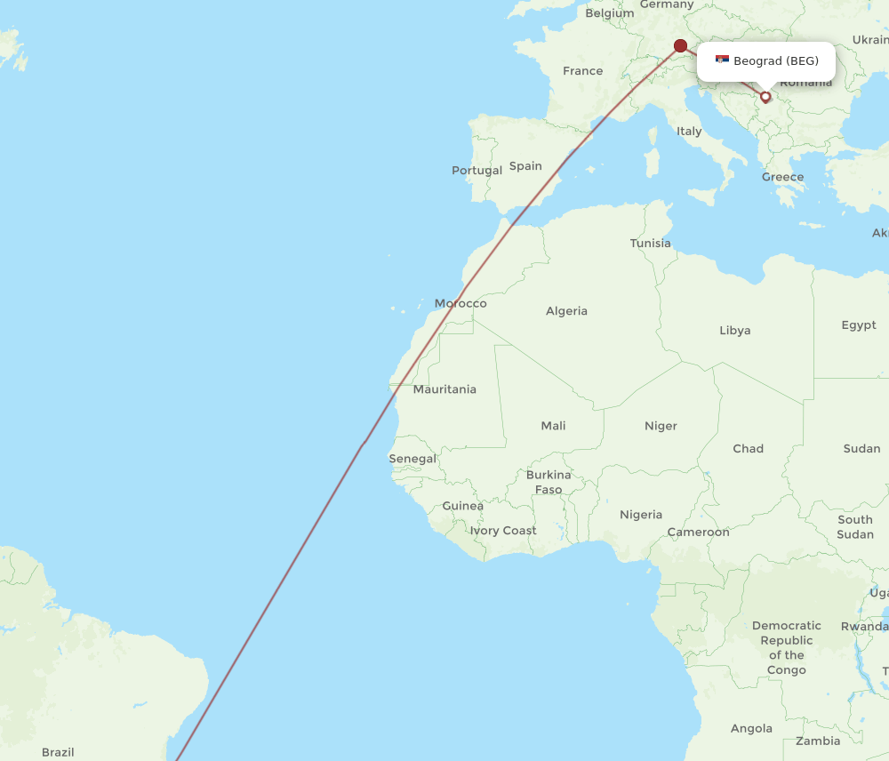 GIG-BEG flight routes