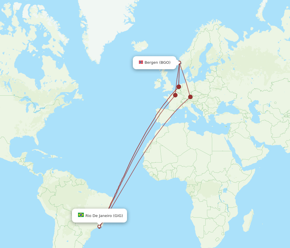 GIG-BGO flight routes