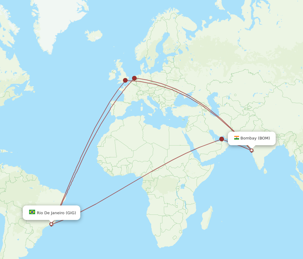 GIG-BOM flight routes